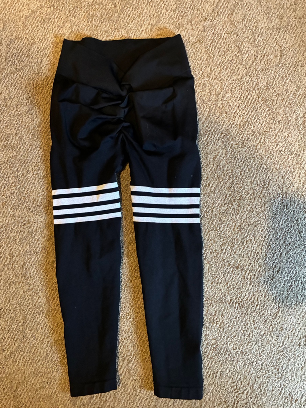 Black Leggings with White Stripe Detail